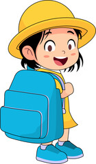 cute school girl wearing backpack