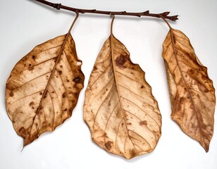 Dried Leaves on Branch/Studio Shot
