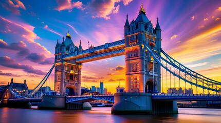 the Tower Bridge in London during sunset
