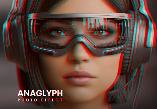 Retro Anaglyph Glitch Photo Effect