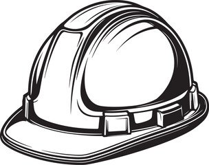 Fototapeta premium Protective Helmet Hard Hat for Construction Worker PPE Safety Vector Illustration, Sketch Drawing Line Linear Symbol Icon Engraving, Hand-drawn Doodle Black and White Isolated