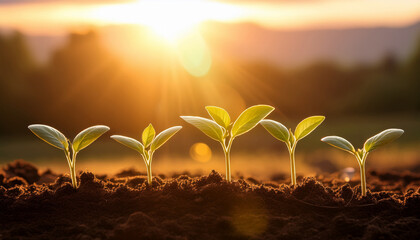 Sunrise Seedlings Realistic Photo