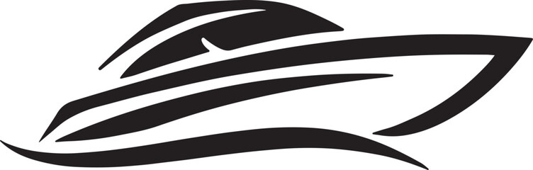 Speedboat Silhouette Vector Illustration Minimalist Design