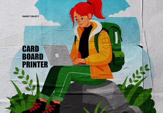 Cardboard Printer Photo Effect Template