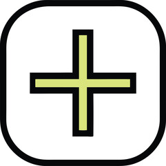Obraz premium Plus sign inside rounded square with black and white borders