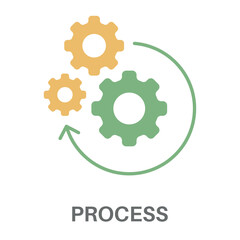 Process Silhouette Glyphs Color Green With Yellow Concept Simple Style Design Vector