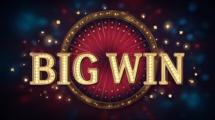 Big win casino wheel with glowing lights and stars