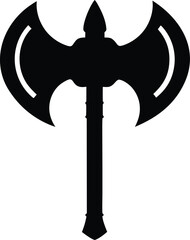 double headed battle axe silhouette vector illustration
