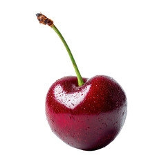 Single ripe cherry with heart shape on skin
