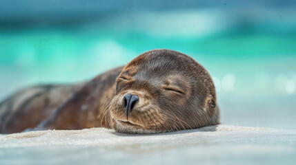 Sea lion enjoys a warm nap on the beach