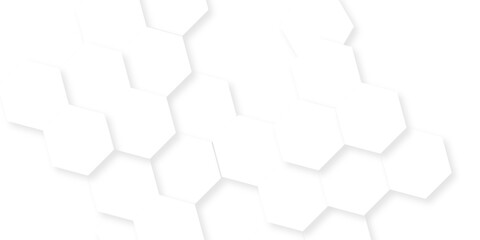 Modern white grid hexagon technology creative emboss light honeycomb polygonal web. abstract geometric science and mosaic tile with template texture background.	