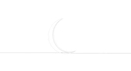 A minimalist line drawing of a crescent moon on a transparent background, isolated on transparent background, evoking a sense of tranquility, mystery, and the beauty of the night sky