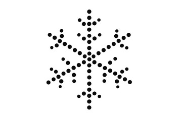 Abstract snowflake halftone pattern with round dots. Minimal clean modern icon. Winter, christmas, new year symbol. Xmas decoration element for banner, background. Vector.