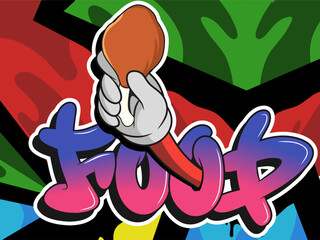 Colourful "FOOD" graffiti art