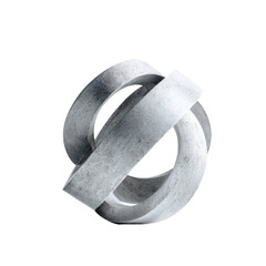 Abstract, gray, concrete sphere, two intersecting rings