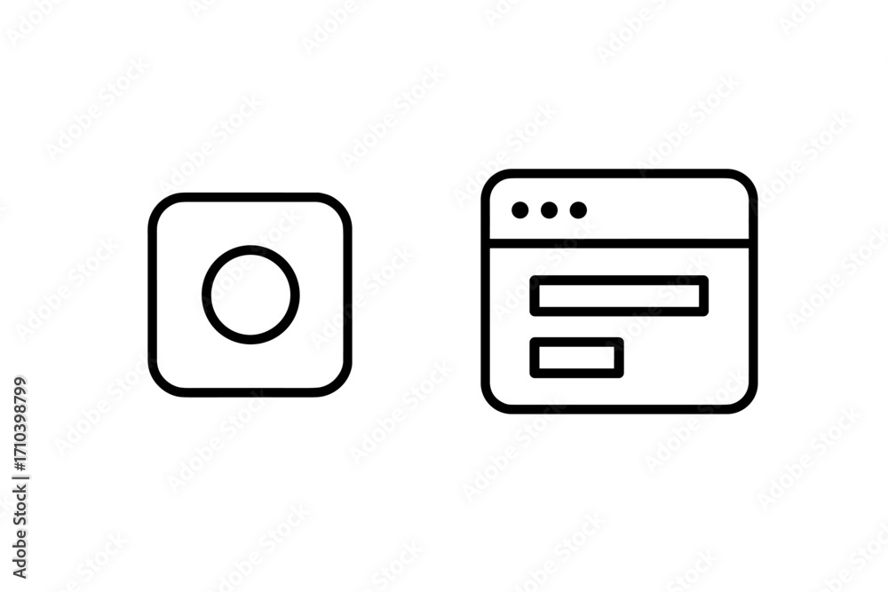 Wall mural simple linear icon of apps and web page interface, minimalistic editable stroke pictogram for digita