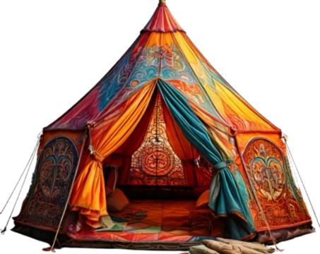 Whimsical Rainbow Tent with Decorative Patterns Transparent PNG