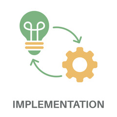 Implementation Silhouette Glyphs Color Green With Yellow Concept Simple Style Design Vector