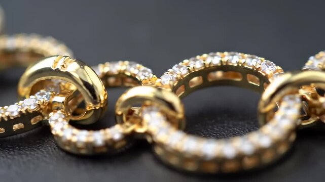 Close-up of gold chain with diamonds