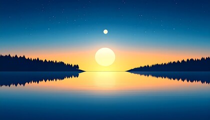 Peaceful sunset over a lake