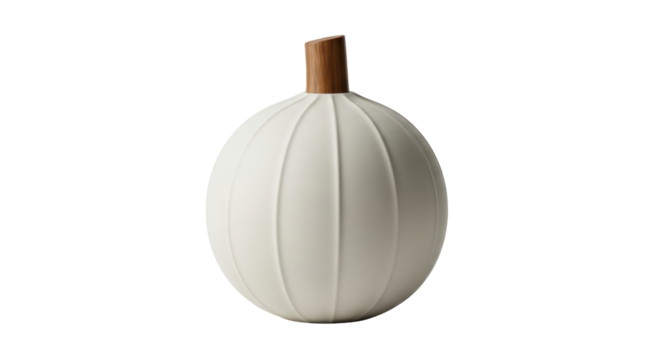 Isolated decorative sphere with vertical grooves and wooden cap for modern home decor