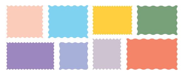 Rectangle shape frame with zigzag edge. Set of Zigzag and colorful Shapes. Cloudy wave curve edge frame vector set colorful wavy edge frames. vector illustration. eps 10