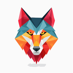 Fototapeta premium Vibrant Geometric Wolf Head Illustration - Modern Polygonal Animal Art