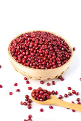 Red Adzuki Beans in Wicker Basket - Healthy Grains and Legumes for Cooking