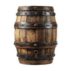 Fototapeta premium Vintage wooden barrel isolated on transparent background