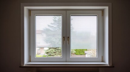 translucent. Minimalist white window frame with translucent panels filtering soft daylight. real-estate listings, architecture portfolios, designed for interior renovation comparisons for interiors.