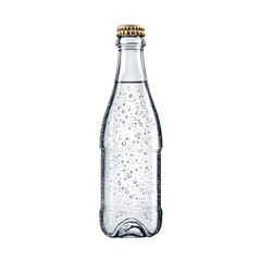 Clear Glass Water Bottle with Bubbles and Reflect
