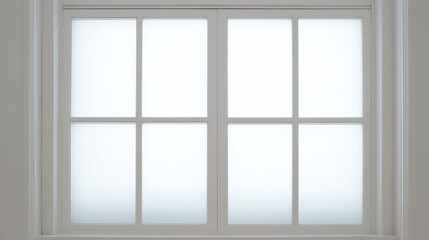 translucent. Minimalist white window frame with translucent panels filtering soft daylight. real-estate listings, architecture portfolios, designed for interior renovation comparisons for interiors.