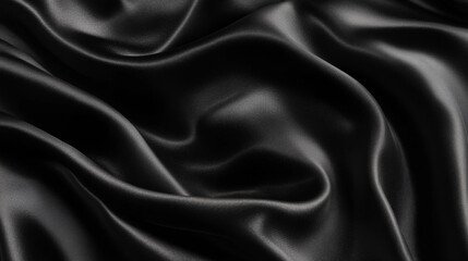 Fototapeta premium Close-Up of Black Fabric with Wavy Flowing Lines