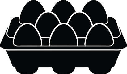 eggs case with eggs silhouette vector illustration
