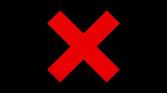 Red Cross Mark Brush Stroke video animation. red mark icons. no icon animation 4K video isolated on alpha channel or black background.