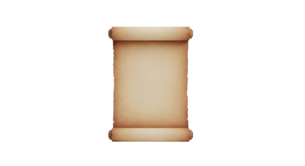 Isolated parchment scroll, old paper roll for writing or ancient document with texture