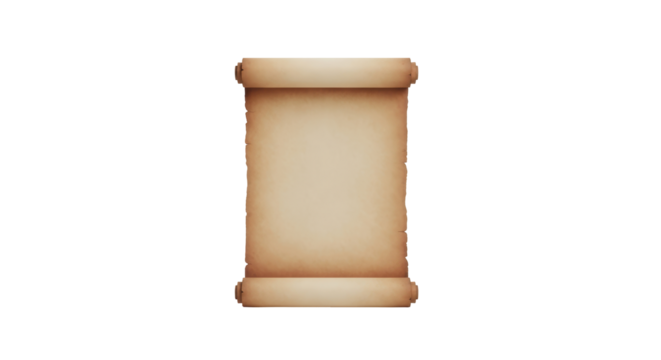 Isolated parchment scroll, old paper roll for writing or ancient document with texture