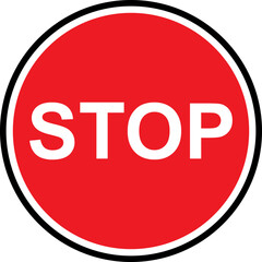 Red warning and stop icon sign. Ideal for road safety, caution and traffic related design. Universally indicating restriction, prohibition sign. Isolated on transparent background. Vector illustration