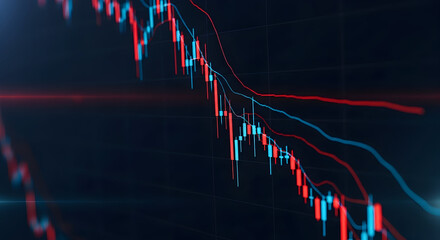 Detailed Financial Chart Depicting Market Trends With Declining Stock Prices And Technical Indicators For Strategic Investment Analysis