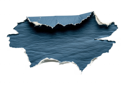 Torn piece of blue paper on transparent background abstract design concept - Powered by Adobe
