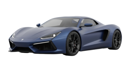 Isolated Blue Luxury Sports Car, a modern design in sleek, aerodynamic shape for high performance