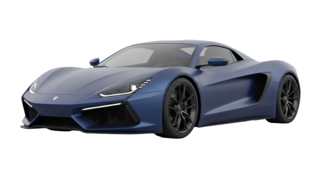 Isolated Blue Luxury Sports Car, a modern design in sleek, aerodynamic shape for high performance