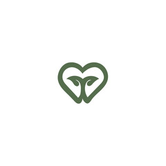 logo design leaf with love icon 