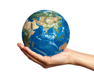 Globe on Hand transparent background