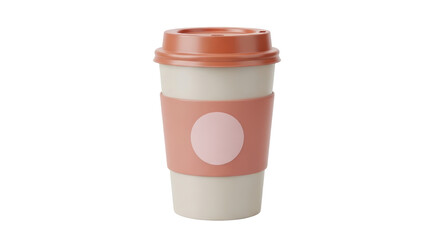 Isolated reusable coffee mug with lid, pastel colors, modern sustainable drink container