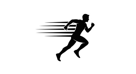 Dynamic runner silhouette sprinting forward with speed lines for fitness, sports, and energy.