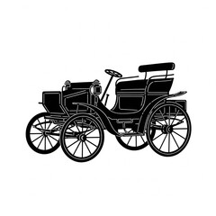 Fototapeta premium Daimler Motor Carriage 1892 — four-wheel carriage with engine, upright posture, thin wooden wheels