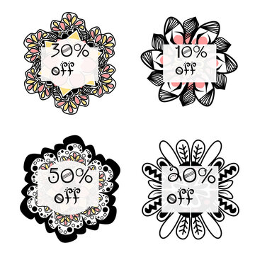 Discount labels designs, 50%,20%,30%,10% offer