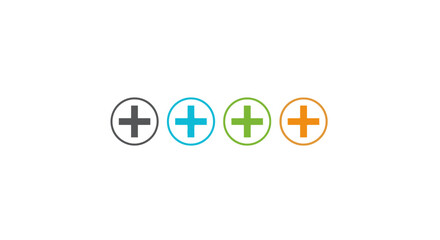 Four colorful plus sign icons representing addition, growth, and positive choices in a clean, modern design.