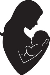 Mother and Baby Silhouette – Maternal Love Vector